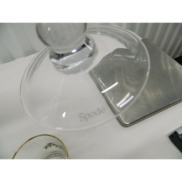 Spode Christmas Tree Goblet Set Of 3 Gold Rim 7" Footed Vintage Holiday Glasses - Picture 6 of 14